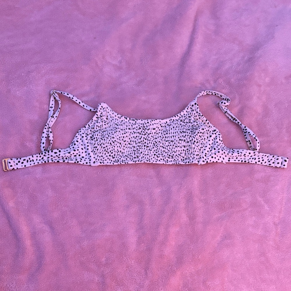 Spotted White and Black Womens Swim Top